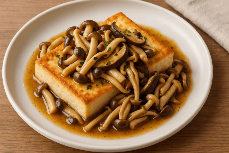 豆腐ステーキのきのこバターソースがけをイメージできる画像