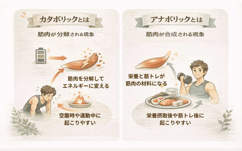 カタボリックとアナボリックの違いとは？をイメージできる画像