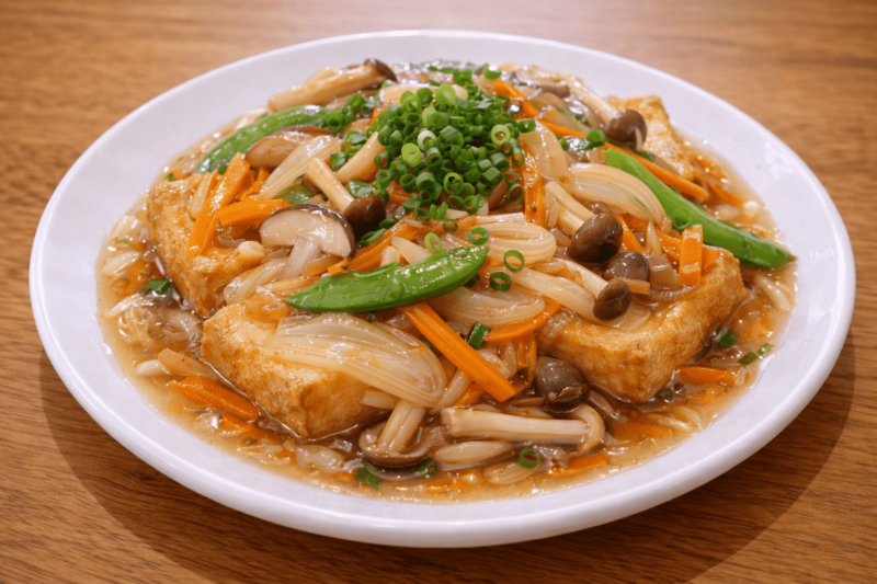 厚揚げの野菜あんかけをイメージできる画像